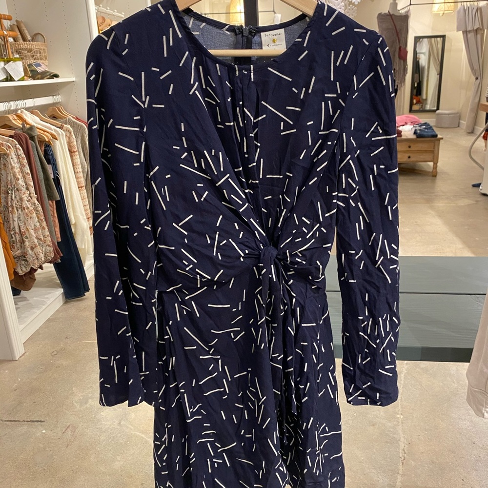 Blue tie front dress